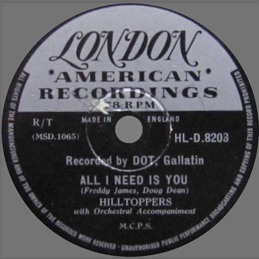 London-American Recording HL-D.8203 record label, The Hilltoppers