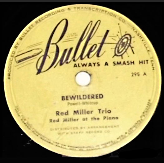 Bullet 295 A, record label-Red Miller Trio