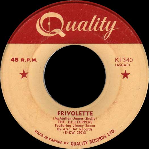 QUALITY 45rpm # K1340 record label, The Hilltoppers