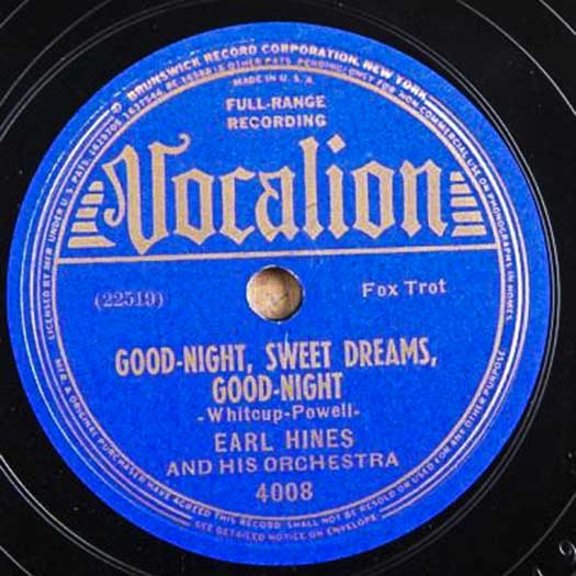 Vocalion 4008 Good-Night, Sweet Dreams Good-Night, Earl Hines Orchestra record label