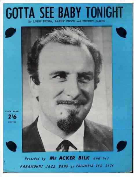 Sheetmusic cover with photo of Mr. Acker Bilk