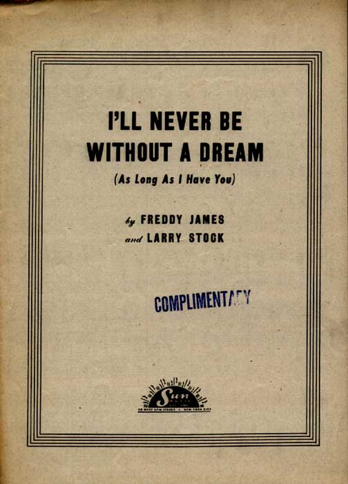 I'll Never Be Without A Dream-sheetmusic-Sun