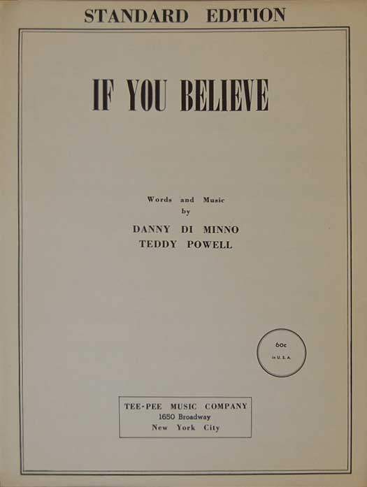 If You Believe, Standard Edition Tee Pee Music sheetmusic cover