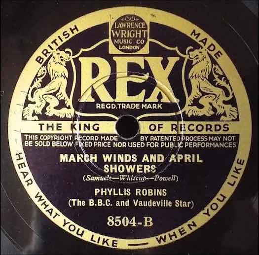 March winds and April showers Phyllis RobinsREX #8504-B record label