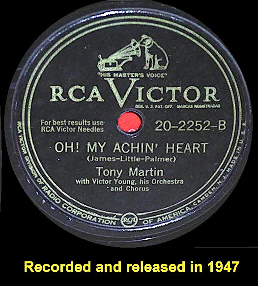 RCA Victor 20-2252-B record label, Tony Martin