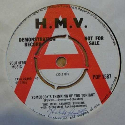 H.M.V. Demo POP 1587 record label,The Mike Sammes Singers