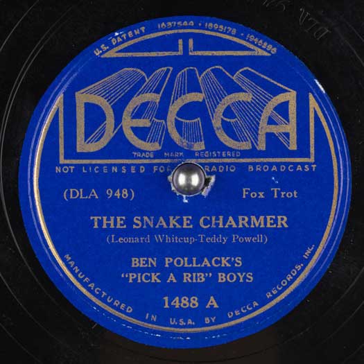 DECCA 1488-A record label, Ben Pollack's 'Pick a Rib' Boys