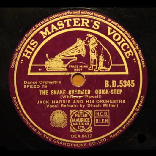 His Master's Voice B.D.5345 record label, Jack Harris Orchestra, Dinah Miller vocals