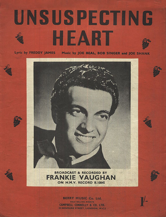 Unsuspecting Heart-Sheetmusic with photo of Frankie Vaughn