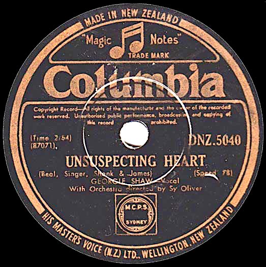 Georgie Shaw Columbia DNZ.5040 New Zealand record label
