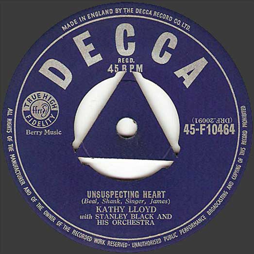 Decca #45-F10464 record label, Kathy Lloyd