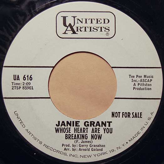 United Artist UA 616 record label, Janie Grant