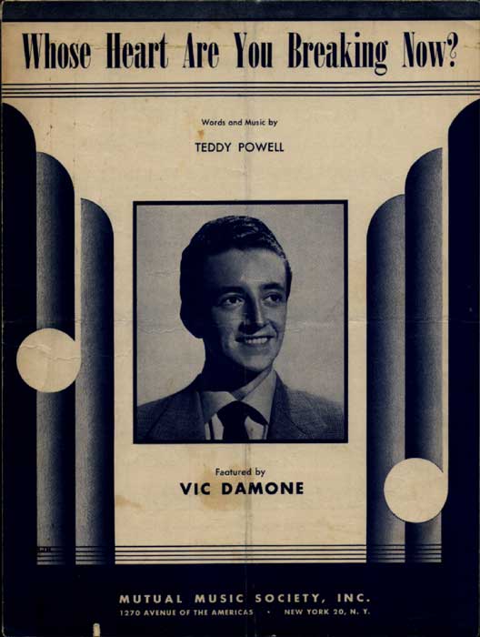 Whose Heart are you Breaking Now-Sheetmusic w/ Vic Damone