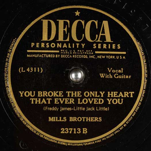 DECCA 23713 B record label, Mills Brothers