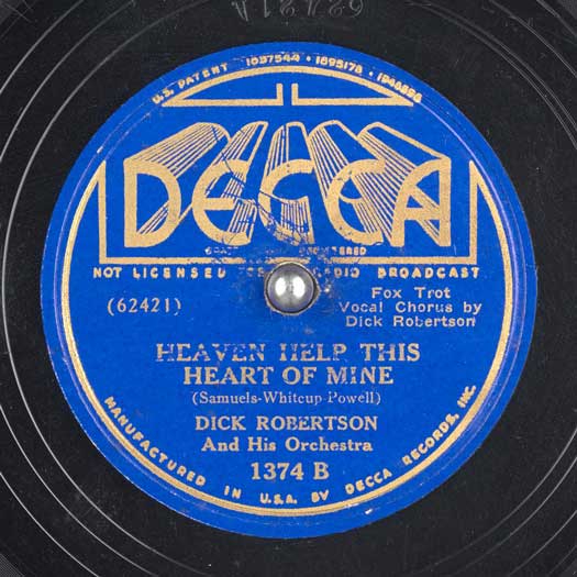 DECCA #1374 B Dick Robertson ans his orchestra record label