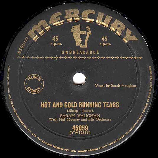 HotAndColdRunningTears-Esquire Mercury Australian 45rpm Record label