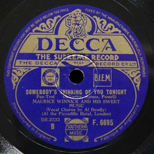 Decca F. 6695 record label, Maurice Winnick