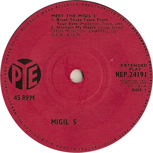 Unchain my Heart-PYE NEP.24191 record label, Migil 5