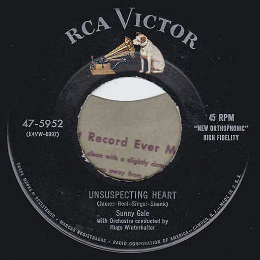 Unsuspecting Heart-Sunny Gale-RCA Victor 47-5952 record label(2)