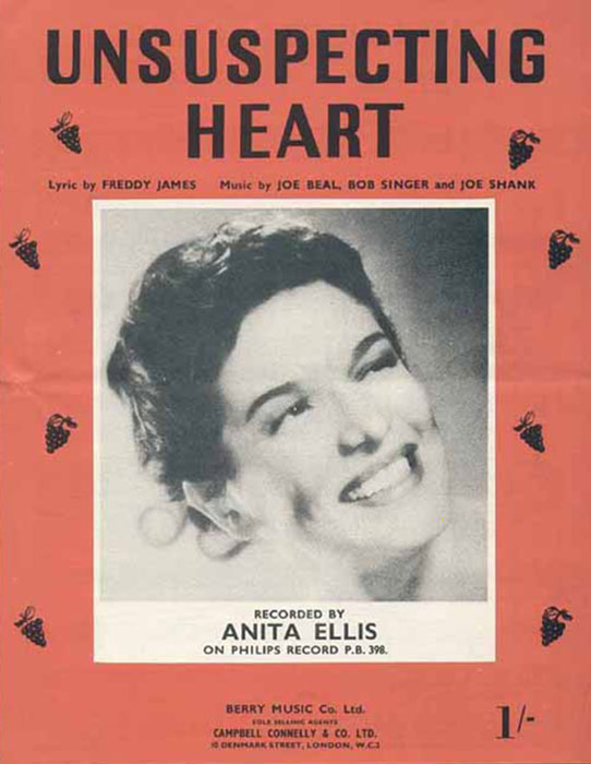 Unsuspecting Heart sheetmusic with photo of Anita Ellis