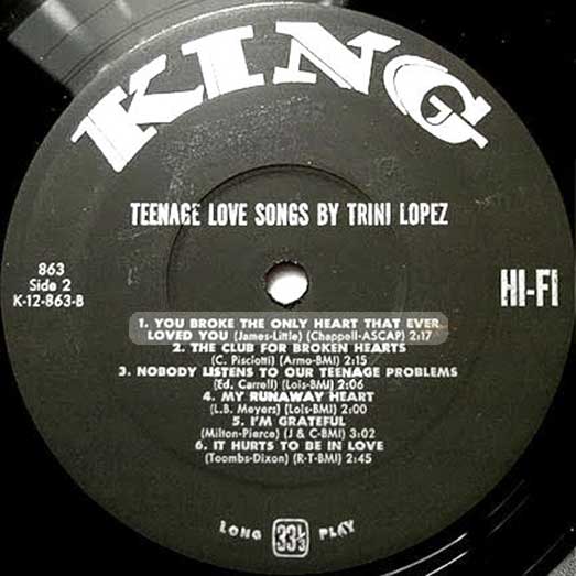 King 863 Side 2 K-12-863-B record label